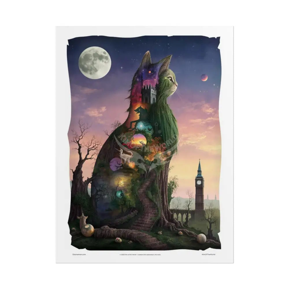 Unusual 3D Surreal Giant CatScape Floral Boot Kitty Cat Fantasy Gothic Wonderland Bootscape Art Poster — Exclusive