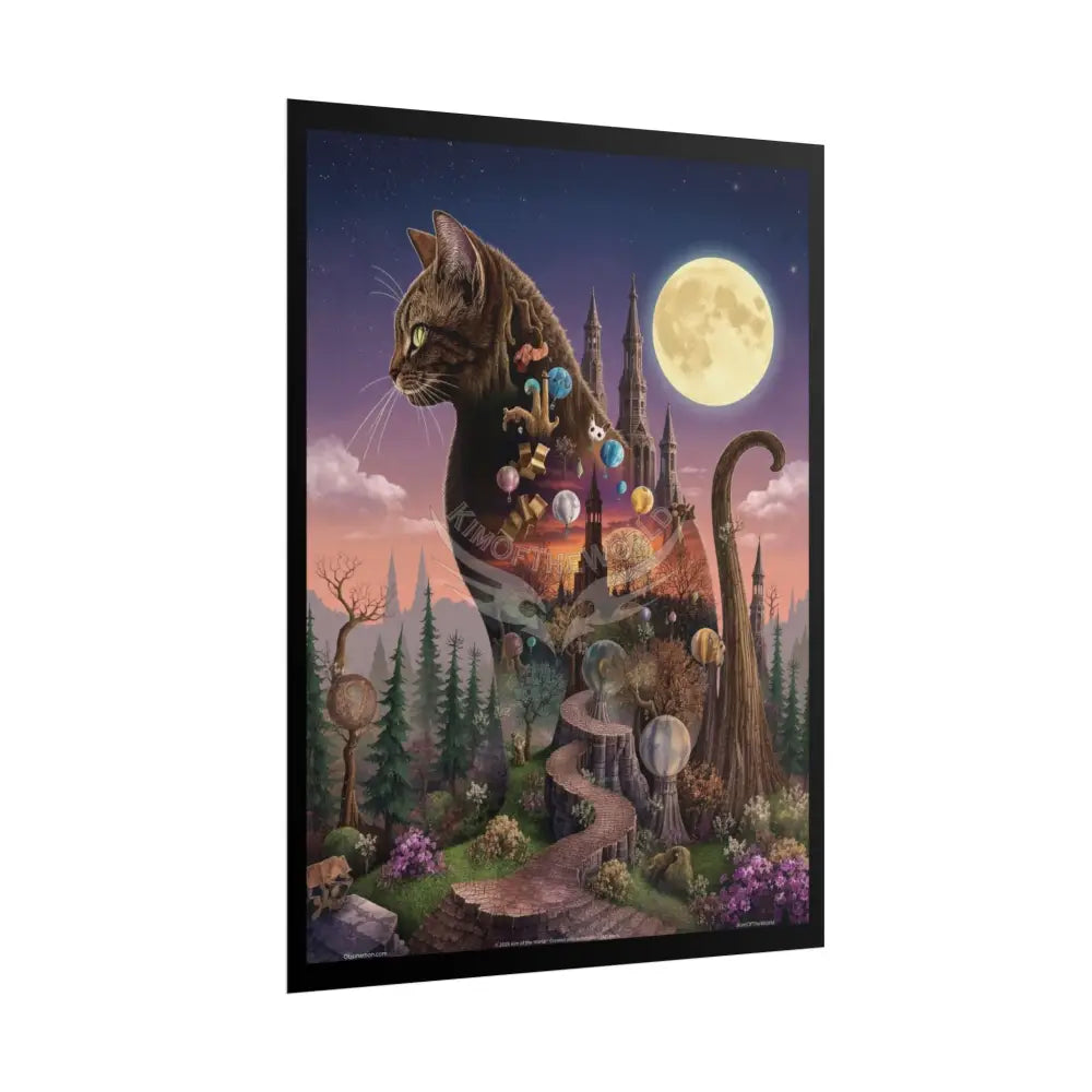 Unusual 3D Surreal Giant CatScape Floral Boot Kitty Cat Fantasy Gothic Wonderland Bootscape Art Poster — Exclusive