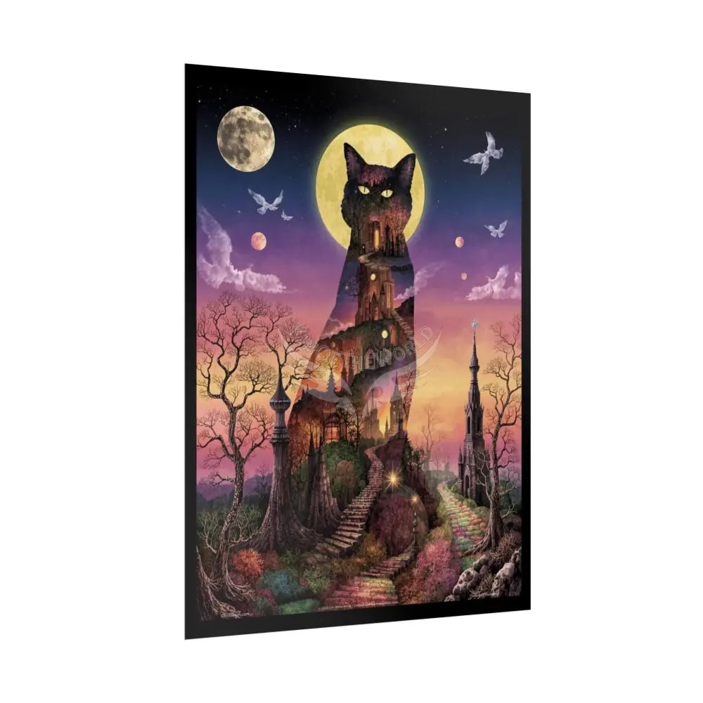 Unusual 3D Surreal Giant CatScape Floral Boot Kitty Cat Fantasy Gothic Wonderland Bootscape Art Poster — Exclusive
