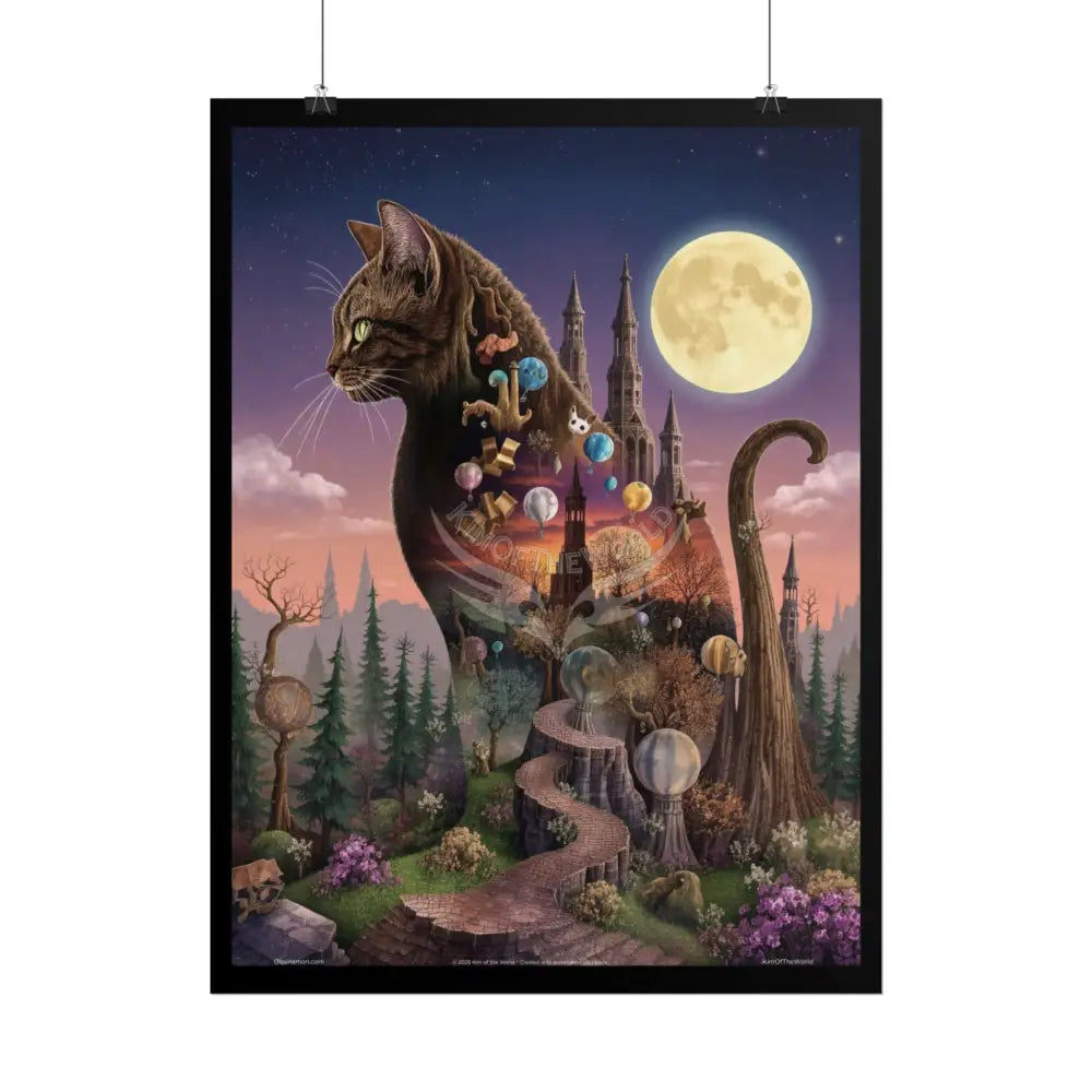 Unusual 3D Surreal Giant CatScape Floral Boot Kitty Cat Fantasy Gothic Wonderland Bootscape Art Poster — Exclusive