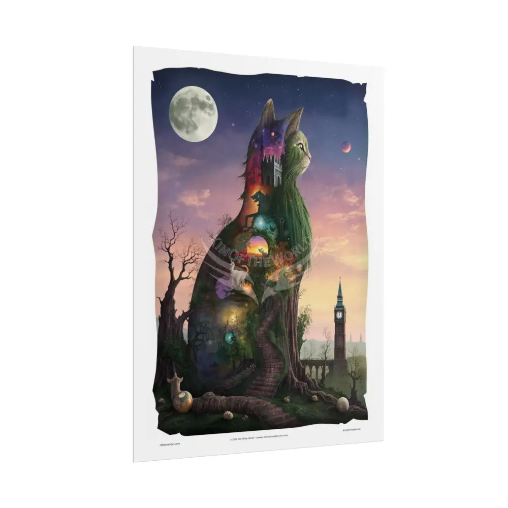 Unusual 3D Surreal Giant CatScape Floral Boot Kitty Cat Fantasy Gothic Wonderland Bootscape Art Poster — Exclusive
