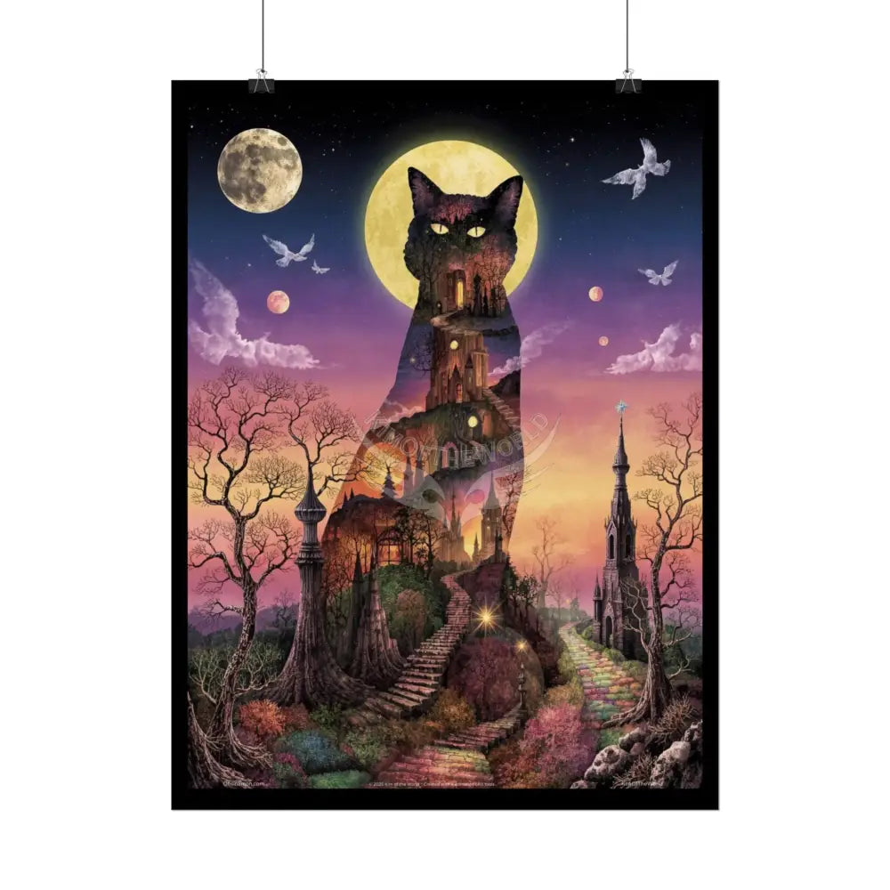 Unusual 3D Surreal Giant CatScape Floral Boot Kitty Cat Fantasy Gothic Wonderland Bootscape Art Poster — Exclusive