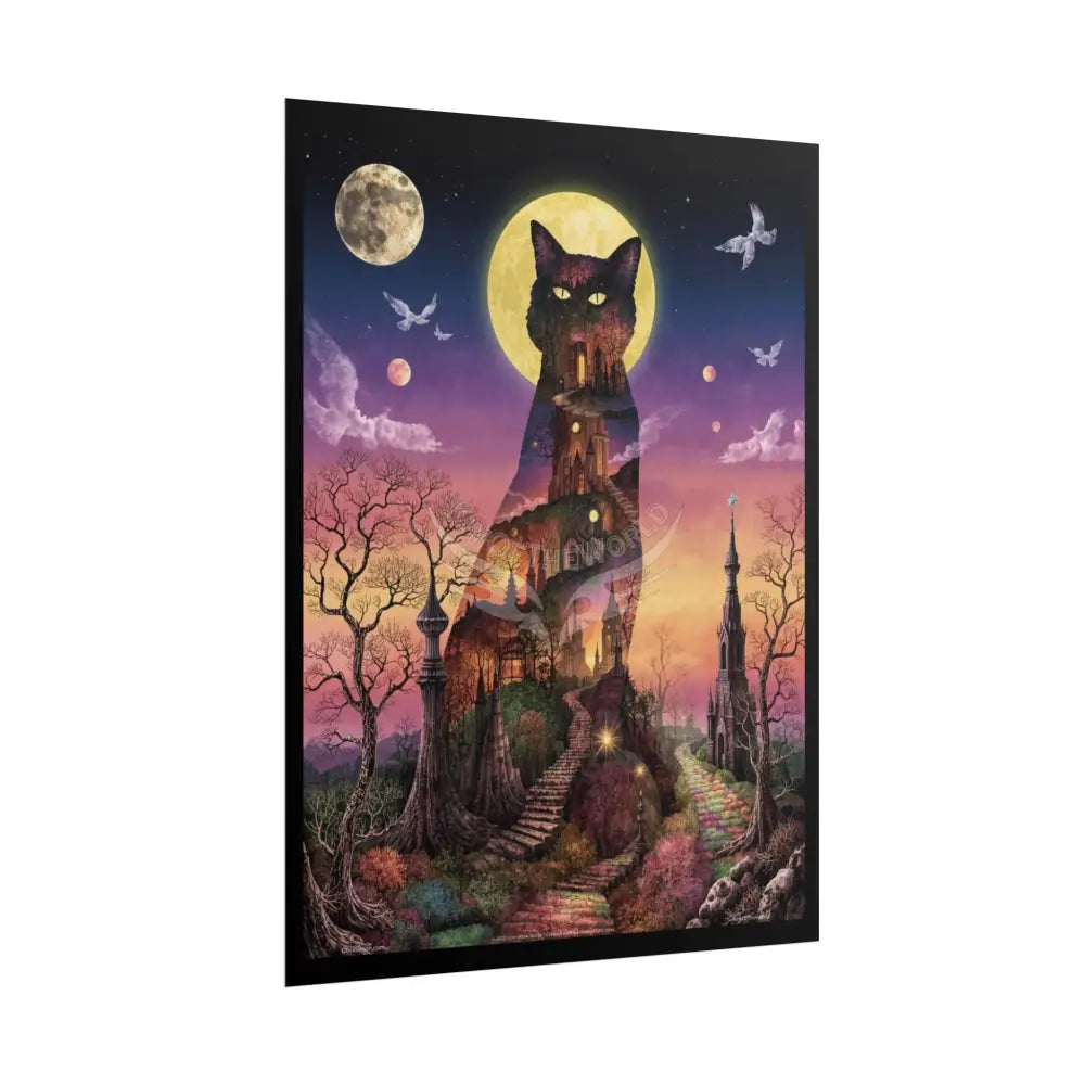 Unusual 3D Surreal Giant CatScape Floral Boot Kitty Cat Fantasy Gothic Wonderland Bootscape Art Poster — Exclusive