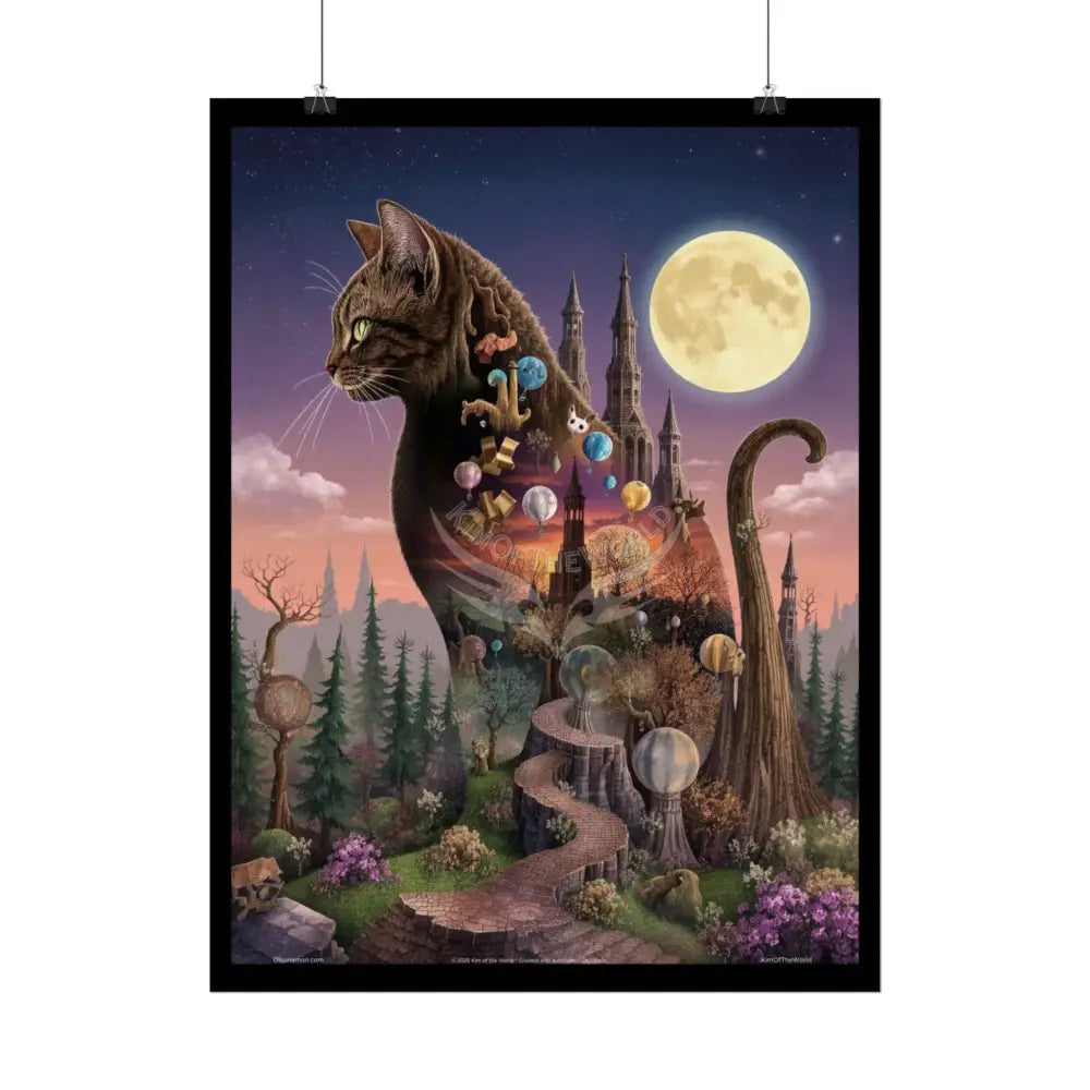 Unusual 3D Surreal Giant CatScape Floral Boot Kitty Cat Fantasy Gothic Wonderland Bootscape Art Poster — Exclusive
