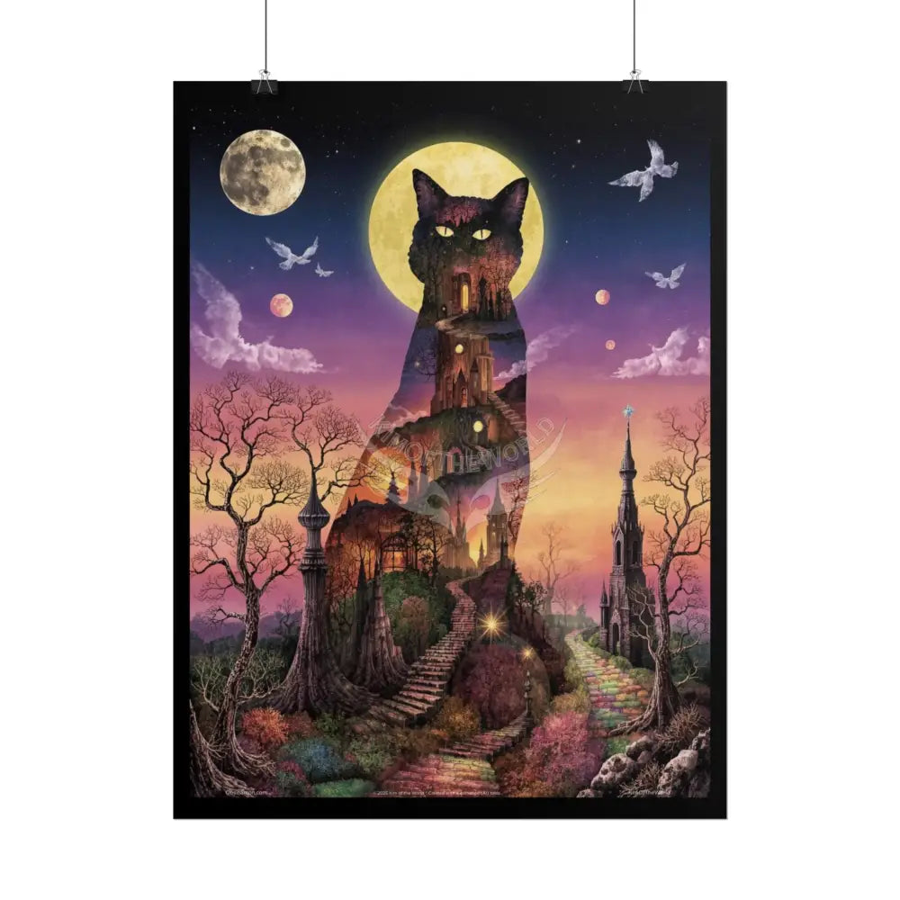 Unusual 3D Surreal Giant CatScape Floral Boot Kitty Cat Fantasy Gothic Wonderland Bootscape Art Poster — Exclusive