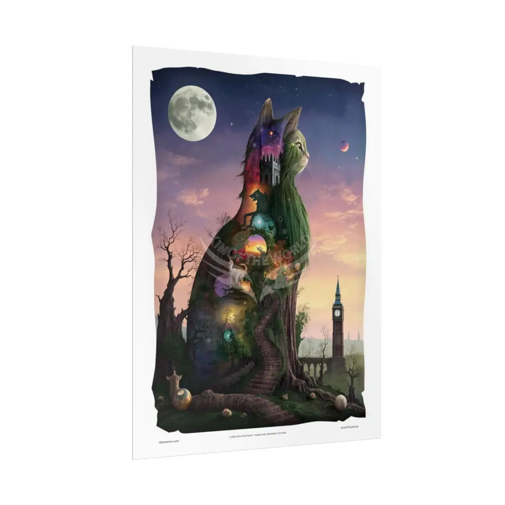 Unusual 3D Surreal Giant CatScape Floral Boot Kitty Cat Fantasy Gothic Wonderland Bootscape Art Poster — Exclusive