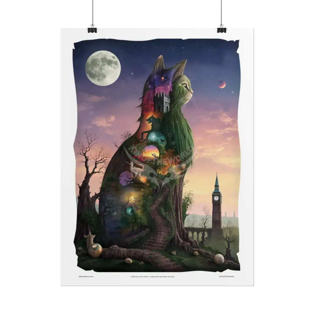 Unusual 3D Surreal Giant CatScape Floral Boot Kitty Cat Fantasy Gothic Wonderland Bootscape Art Poster — Exclusive