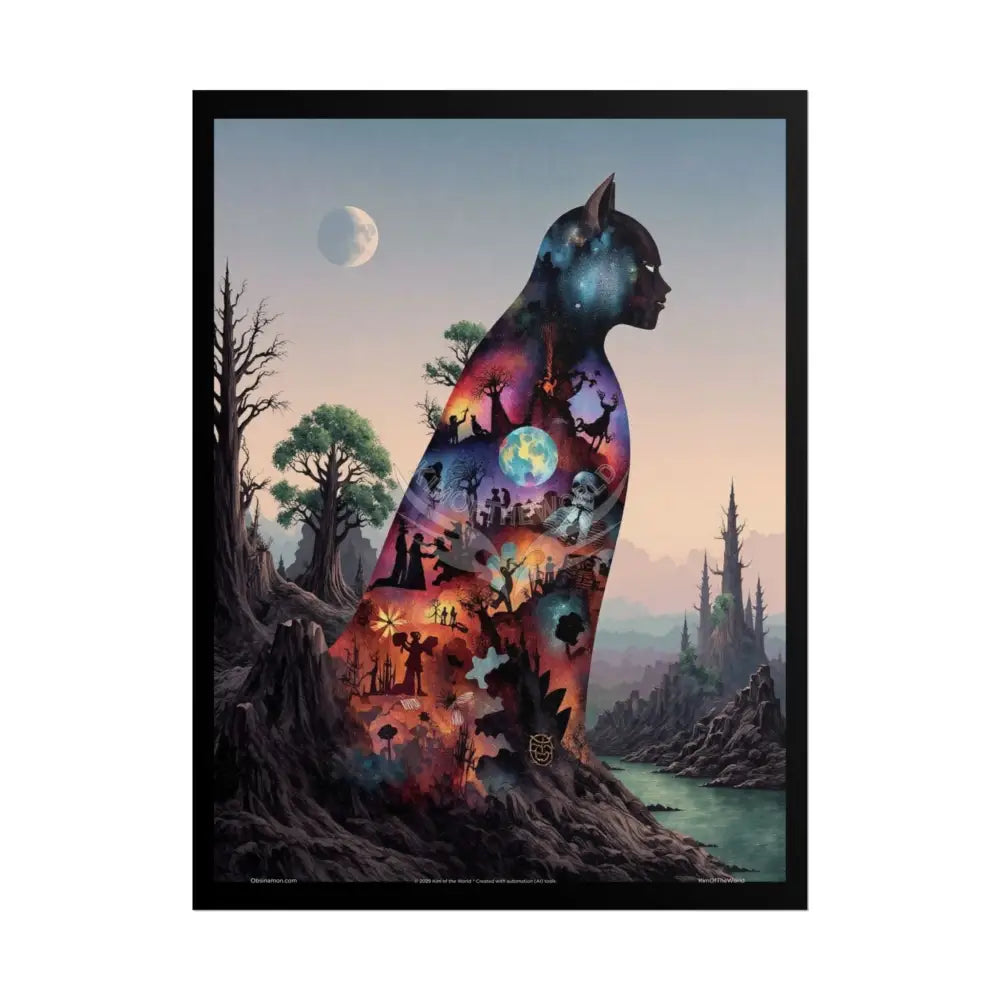 Unusual 3D Surreal Giant CatScape Floral Boot Kitty Cat Man Fantasy Gothic Wonderland Bootscape Art Poster — Exclusive