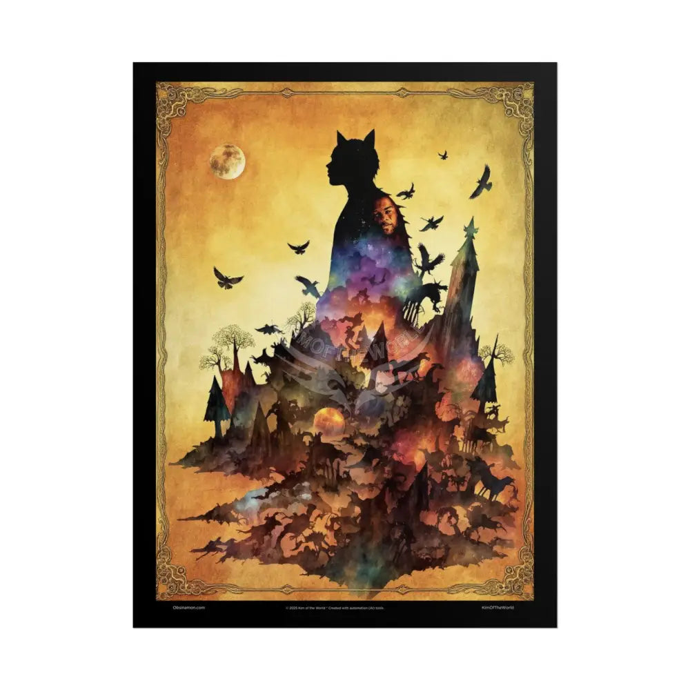 Unusual 3D Surreal Giant CatScape Floral Boot Kitty Cat Man Fantasy Gothic Wonderland Bootscape Art Poster — Exclusive