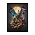 Unusual Giant Bat Wingscape Wonderland Celestial Fantasy Waterfall Gothic Art Poster — Exclusive Blender Diorama Rolled