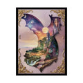 Unusual Giant Bat Wingscape Wonderland Celestial Fantasy Waterfall Gothic Art Poster — Exclusive Blender Diorama Rolled