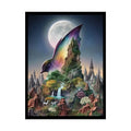 Unusual Giant Bat Wingscape Wonderland Celestial Fantasy Waterfall Gothic Art Poster — Exclusive Blender Diorama Rolled