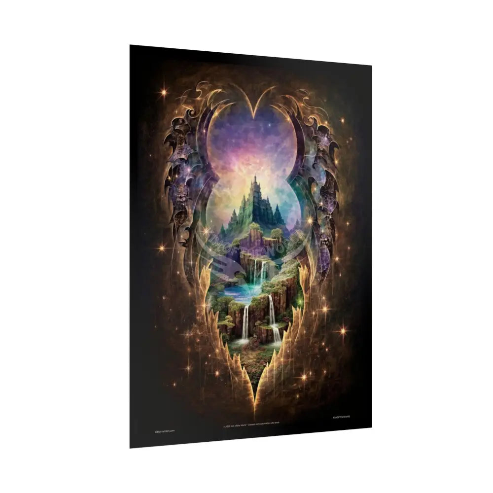 Unusual Giant Bat Wingscape Wonderland Celestial Fantasy Waterfall Gothic Art Poster — Exclusive Blender Diorama Rolled