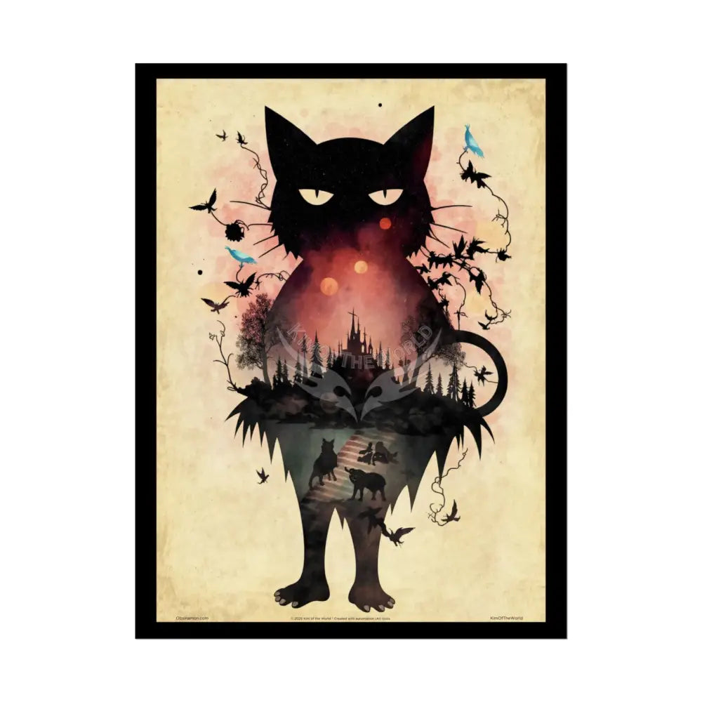 Unusual Giant CatScape Floral Boot Kitty Cat Man Fantasy Gothic Wonderland Bootscape Art Poster — Exclusive Blender