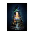 Unusual Giant NightScape Wonderland Celestial Fantasy Gothic Art Poster — Exclusive Blender Diorama Rolled Poster Set