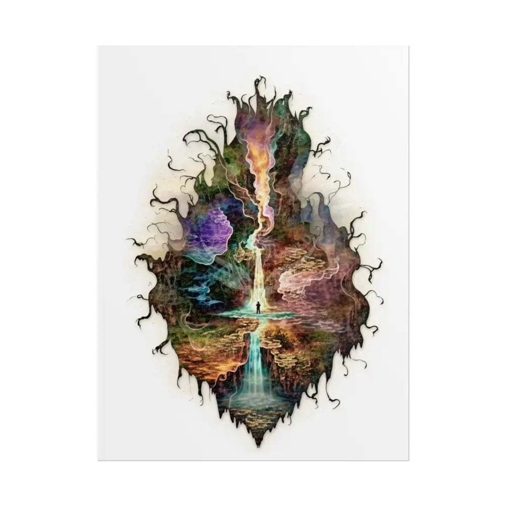 Unusual Giant NightScape Wonderland Celestial Fantasy Waterfall Gothic Art Poster — Exclusive Blender Diorama Rolled