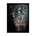 Unusual Giant NightScape Wonderland Celestial Fantasy Waterfall Gothic Art Poster — Exclusive Blender Diorama Rolled