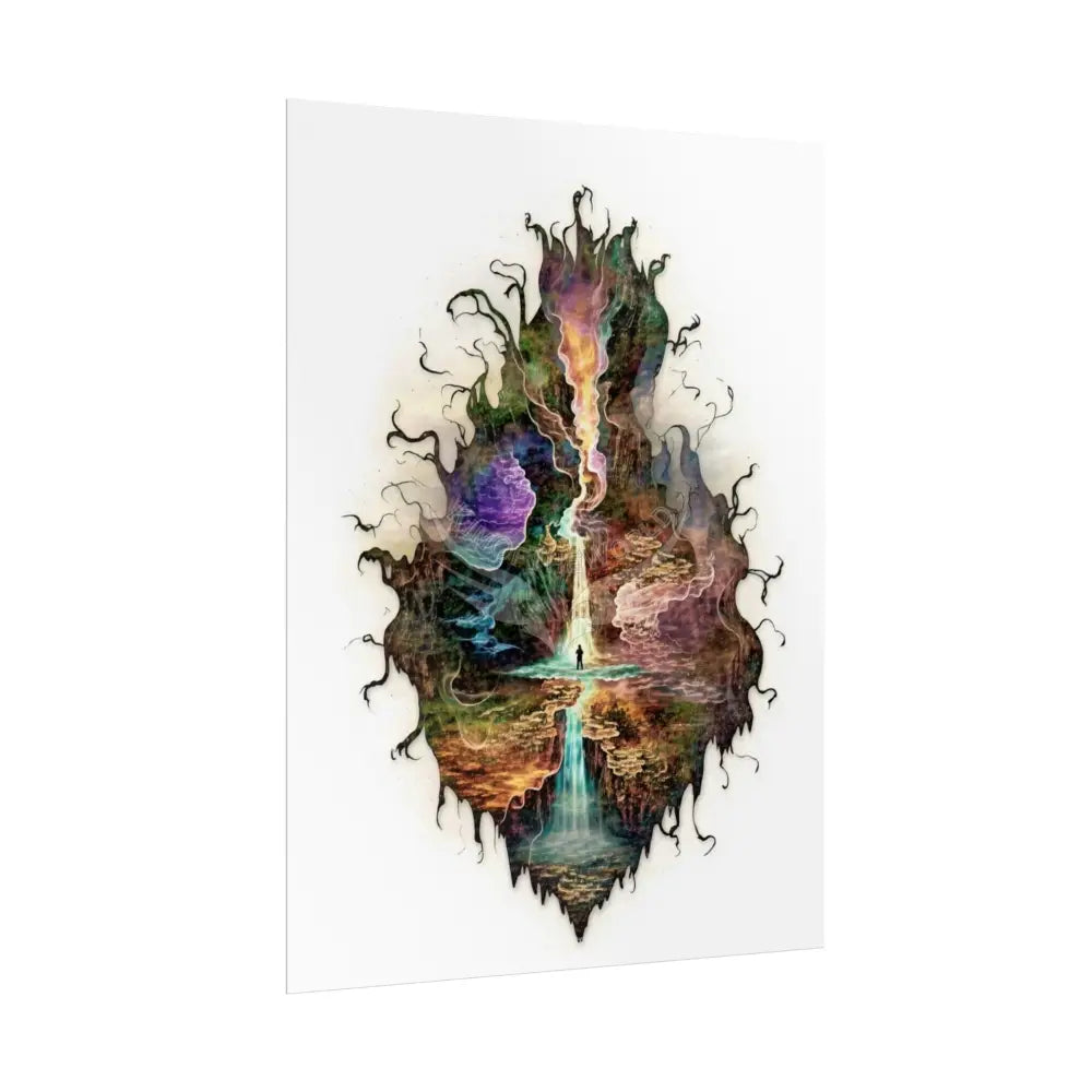 Unusual Giant NightScape Wonderland Celestial Fantasy Waterfall Gothic Art Poster — Exclusive Blender Diorama Rolled