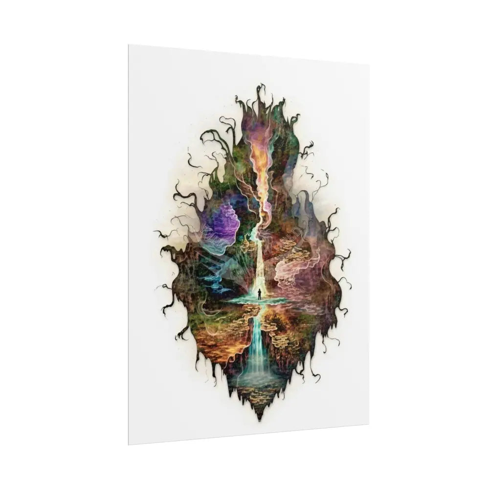 Unusual Giant NightScape Wonderland Celestial Fantasy Waterfall Gothic Art Poster — Exclusive Blender Diorama Rolled