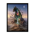 Unusual Giant NightScape Wonderland Kitty Cat Catscape Fantasy Waterfall Gothic Art Poster — Exclusive Blender Diorama