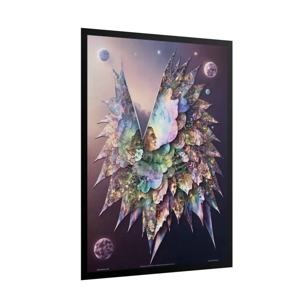 Unusual Giant Wingscape Wonderland Celestial Fantasy Waterfall Gothic Art Poster — Exclusive Blender Diorama Rolled