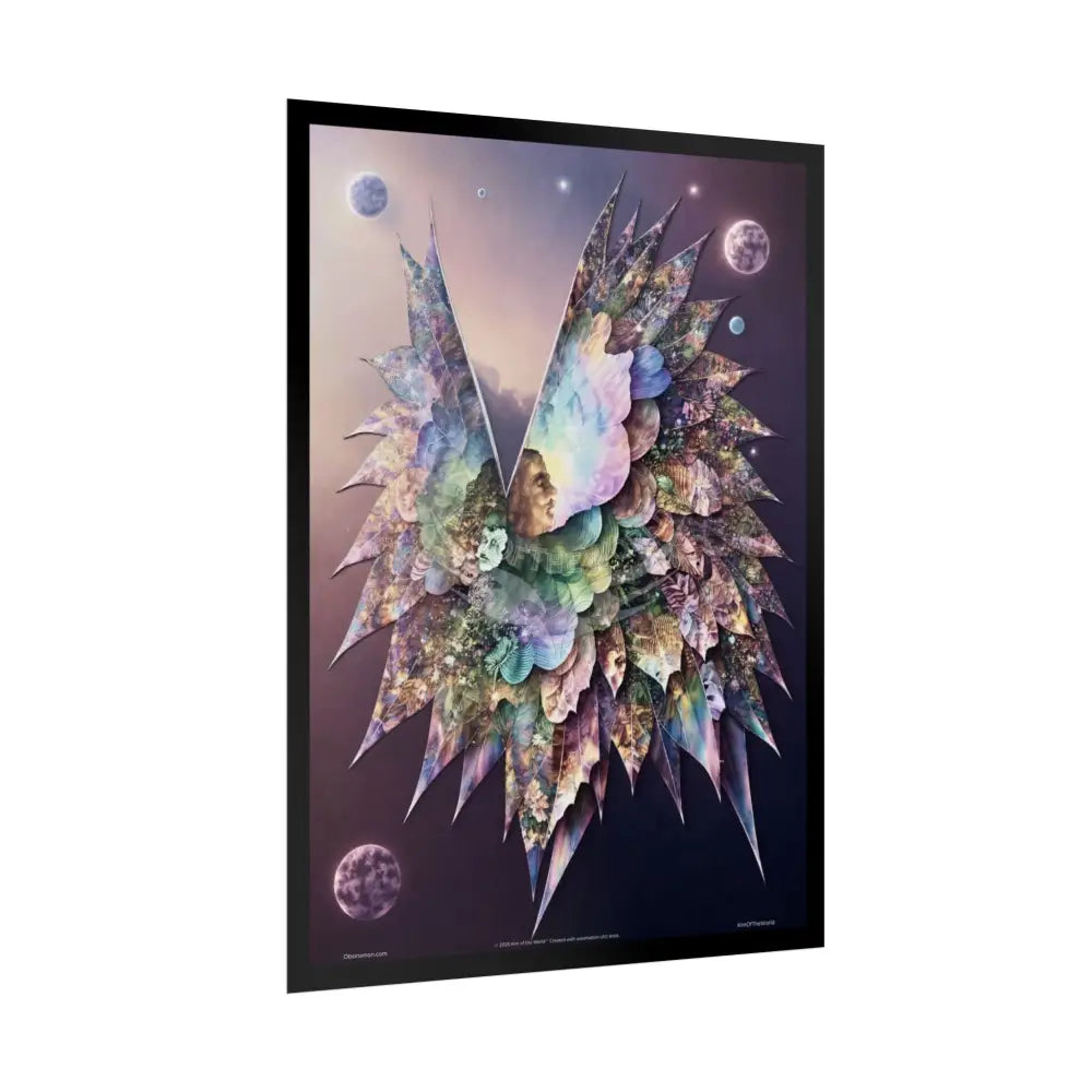 Unusual Giant Wingscape Wonderland Celestial Fantasy Waterfall Gothic Art Poster — Exclusive Blender Diorama Rolled