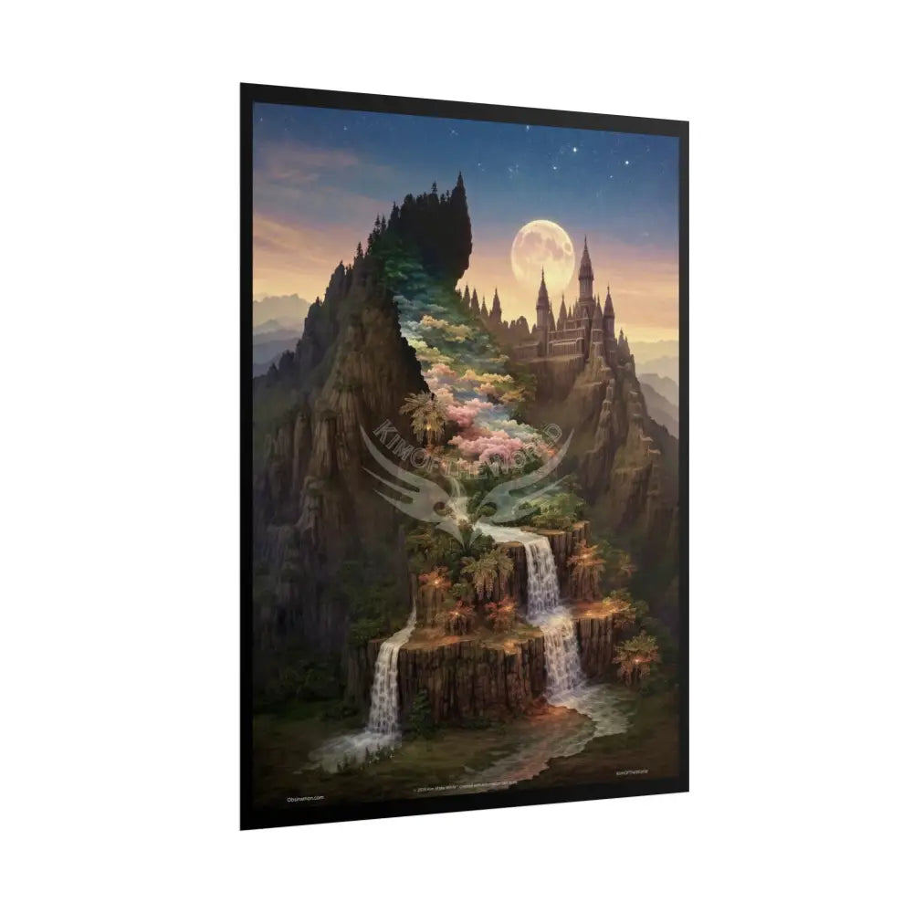 Unusual Giant Wonderland Celestial Fantasy Waterfall Gothic Art Poster — Exclusive Blender Diorama Rolled Poster Set