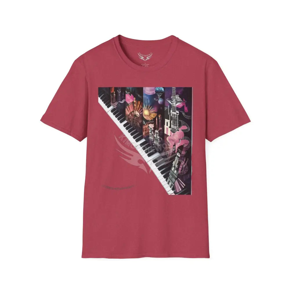 Unusual Piano Keys Tube Tee - Softstyle T-Shirt Heather Cardinal / S T-Shirt