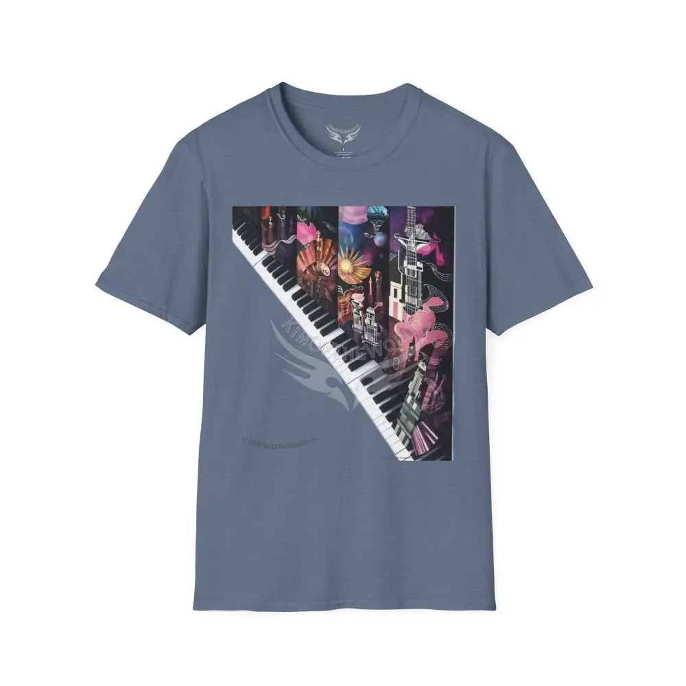 Unusual Piano Keys Tube Tee - Softstyle T-Shirt Heather Indigo / S T-Shirt