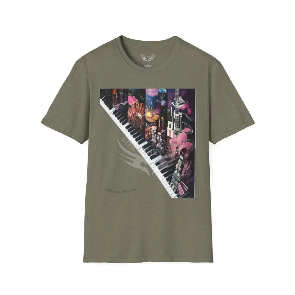 Unusual Piano Keys Tube Tee - Softstyle T-Shirt Heather Military Green / S T-Shirt