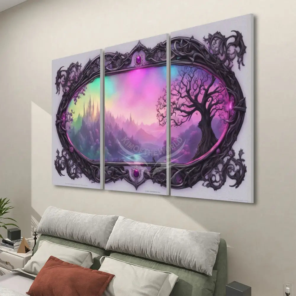 Vaporwave Mirror View 3 Panels Sound Absorbing Wall Art 24’’x48’’x3 pcs Acoustic Panels
