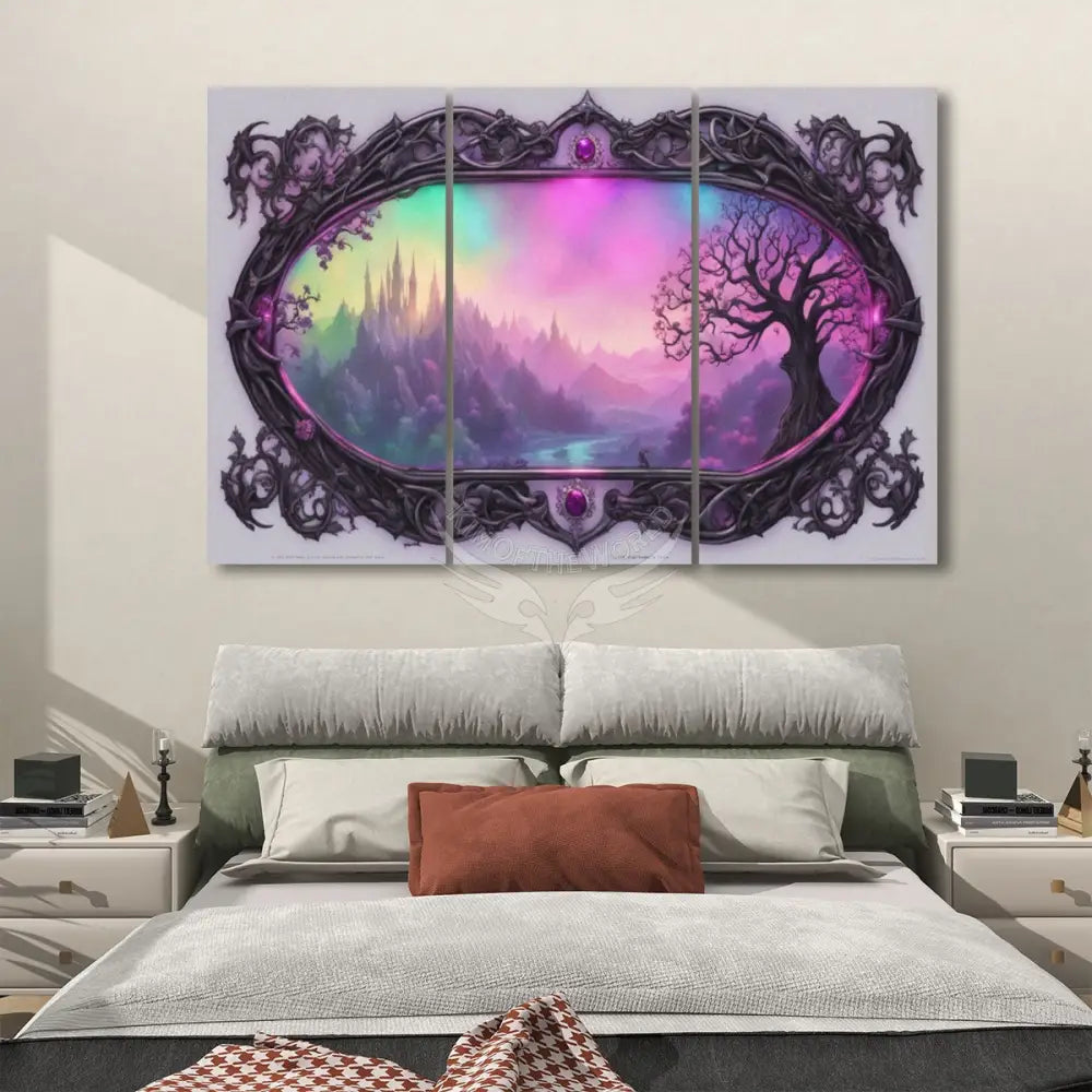 Vaporwave Mirror View 3 Panels Sound Absorbing Wall Art 24’’x48’’x3 pcs Acoustic Panels