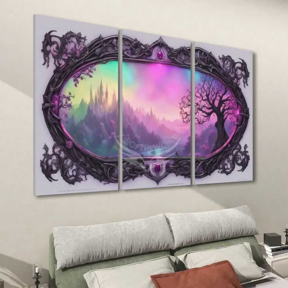 Vaporwave Mirror View 3 Panels Sound Absorbing Wall Art 24’’x48’’x3 pcs Acoustic Panels