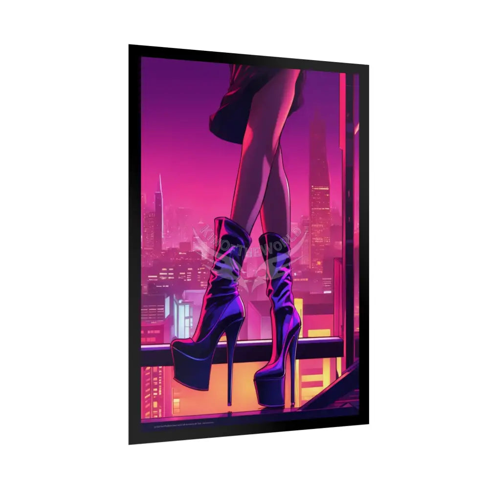 Vaporwave Steampunk High Heel Shoe - Clean Fetish Boot Feet Shoe High Heel Art Print Poster - Red Poster