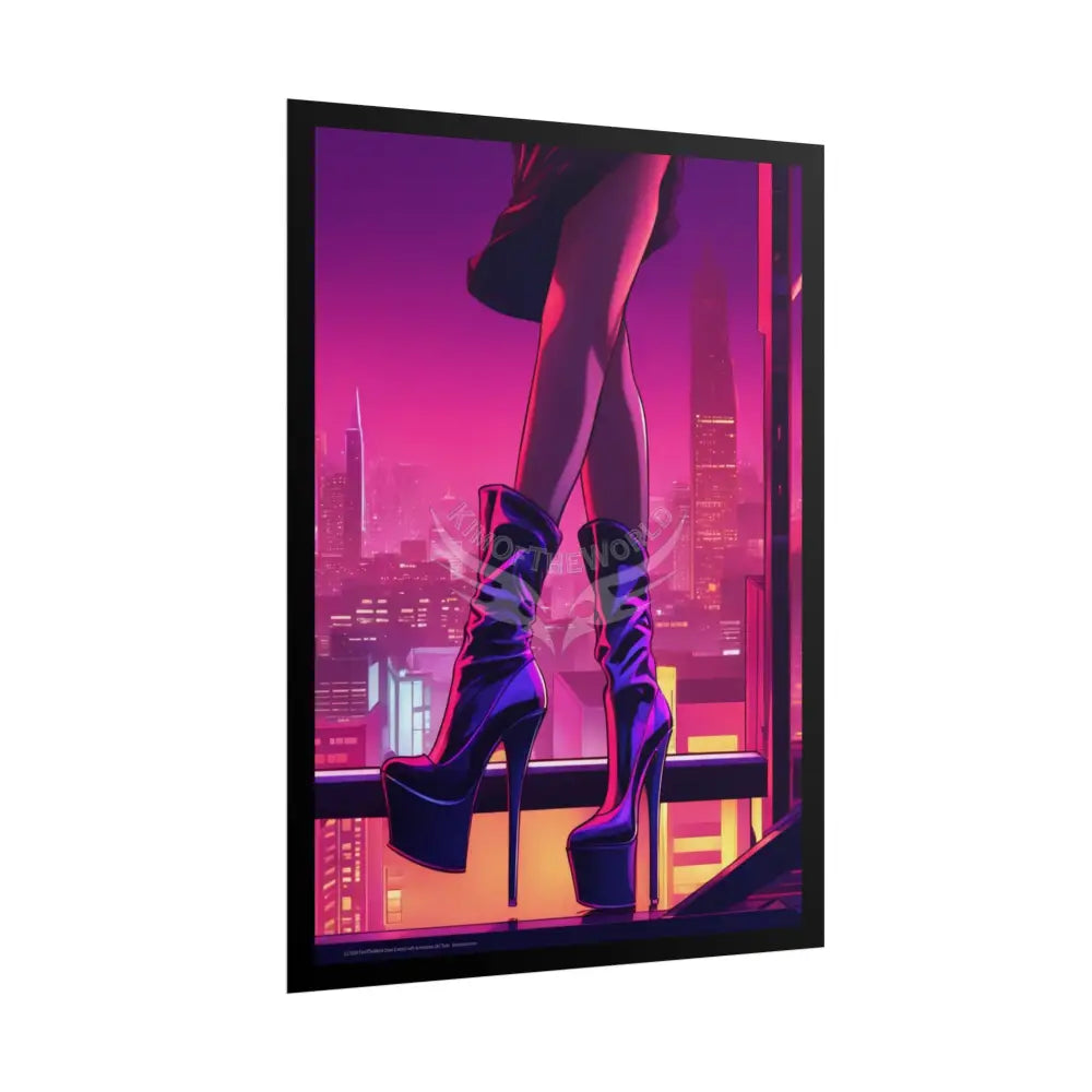 Vaporwave Steampunk High Heel Shoe - Clean Fetish Boot Feet Shoe High Heel Art Print Poster - Red Poster