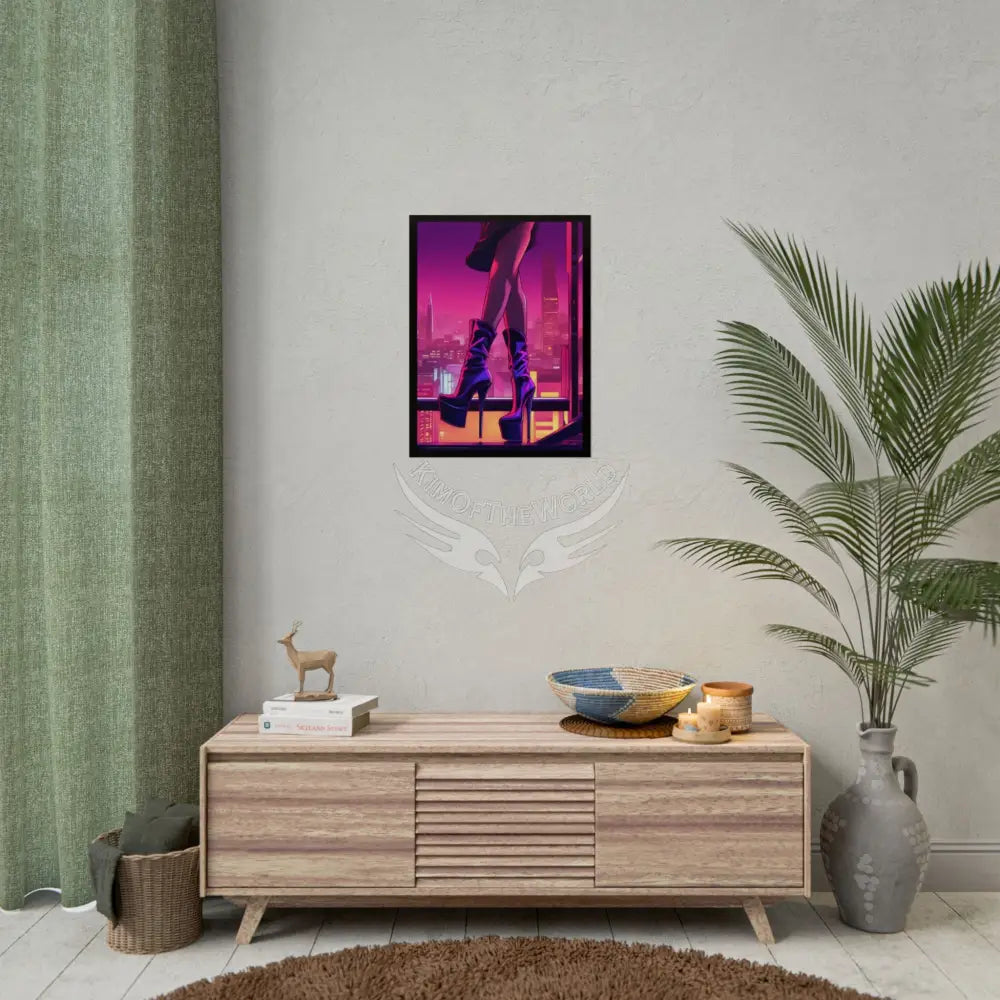 Vaporwave Steampunk High Heel Shoe - Clean Fetish Boot Feet Shoe High Heel Art Print Poster - Red Poster