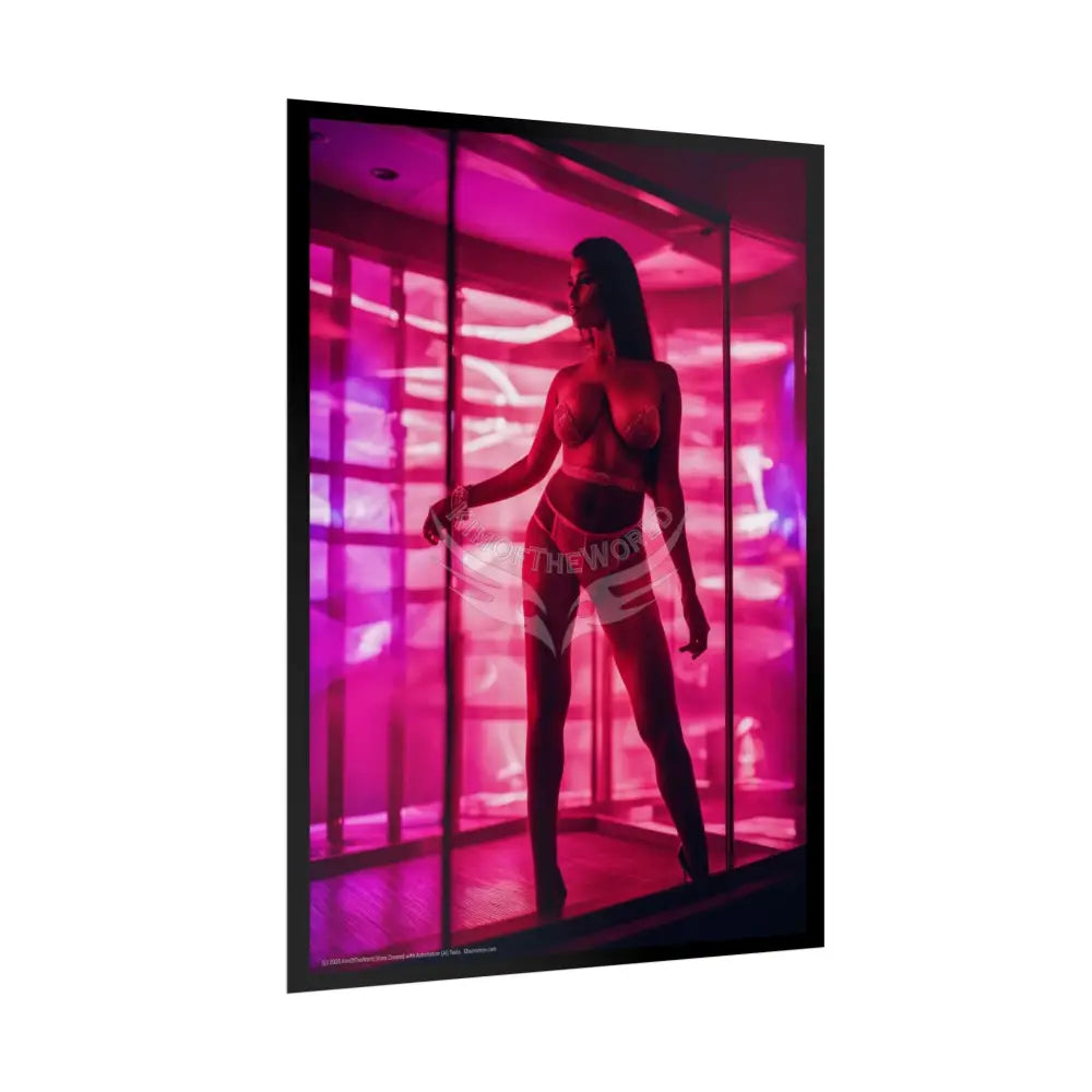 Vaporwave Street Fashion Tall Girlfriend Giantess Girl Rolled Posters — Subtle AI Girl Wall Art Poster