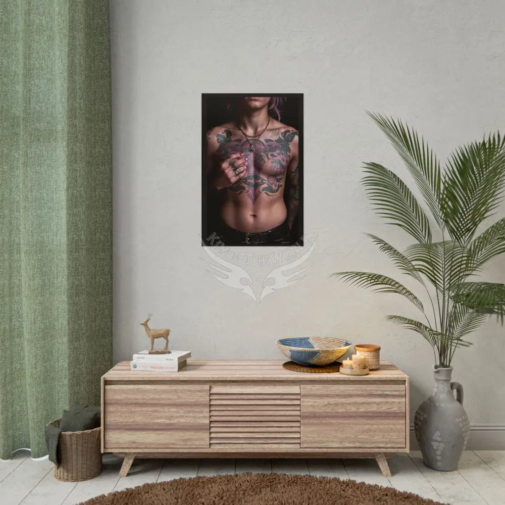 Vaporwave Tattooed Person - Sexy Tattooed Pink Rolled Poster Poster