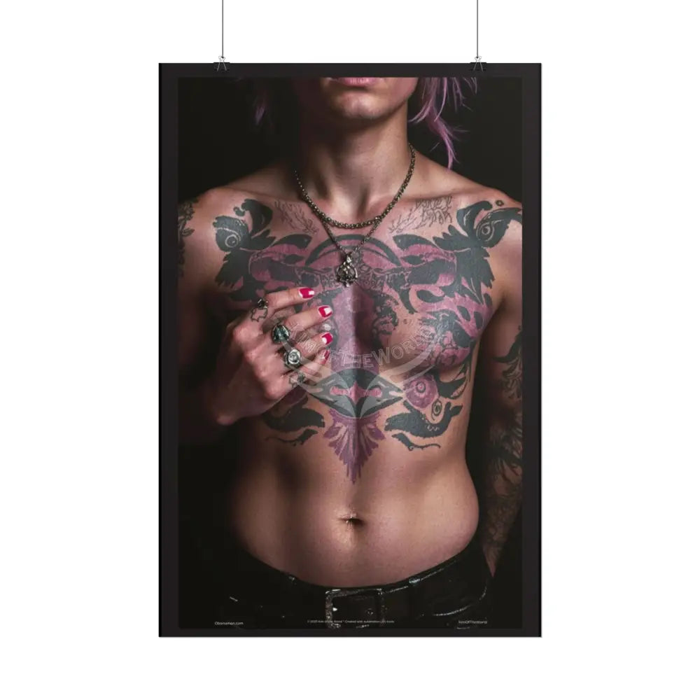 Vaporwave Tattooed Person - Sexy Tattooed Pink Rolled Poster Poster