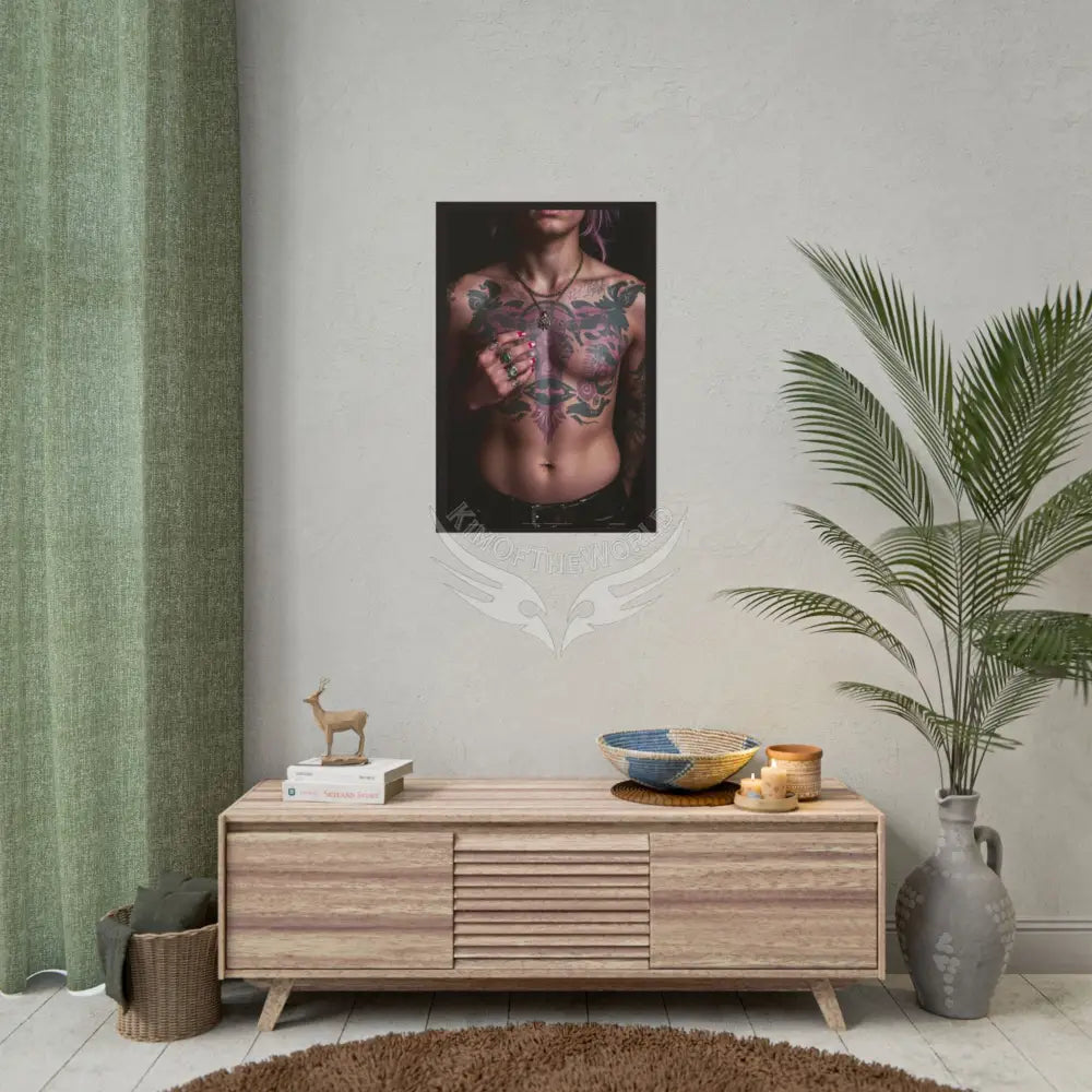 Vaporwave Tattooed Person - Sexy Tattooed Pink Rolled Poster Poster