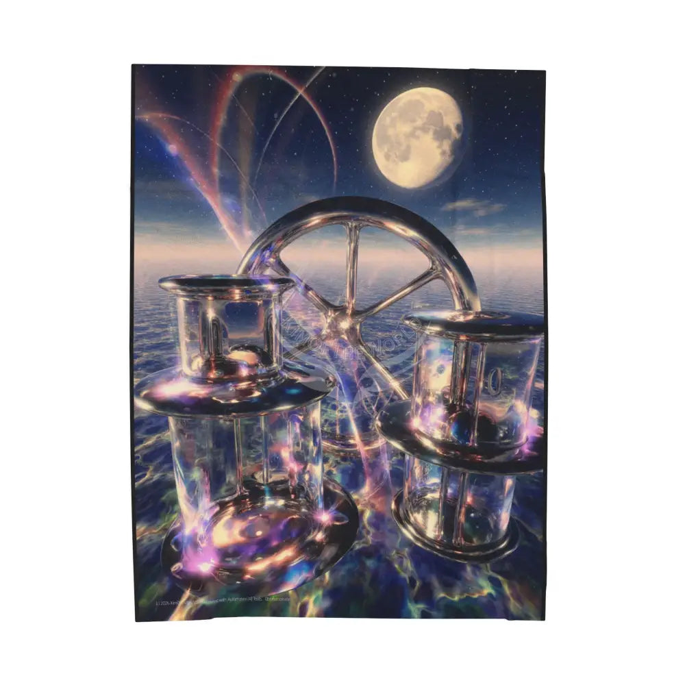 Velveteen Plush Blanket — Gothic Cosmic Sculpture Throw 60’’ × 80’’ All Over Prints