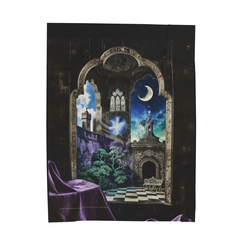 Velveteen Plush Blanket — Gothic Moonlit Castle Scene Throw 60’’ × 80’’ All Over Prints