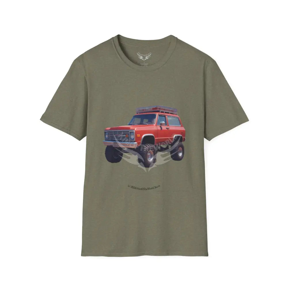 Vintage 4x4 Truck Retro Car & Truck Tee - Softstyle T-Shirt Heather Military Green / S T-Shirt