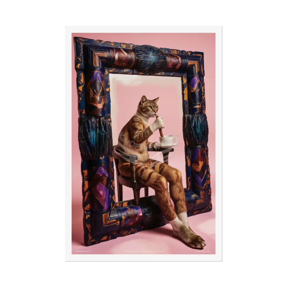 Vintage Art Nouveau Kitty Cat Poster — Cinnamon Stick Vanity Wall Art 24’’ x 36’’ (Vertical) / Semi Glossy Poster
