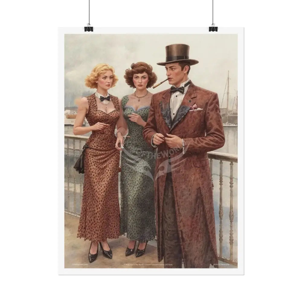 Vintage Art Nouveau Magazine Advertisement & Anime-Style Vintage Smoking Fetish oil Painting Portrait Ad Print Fashion