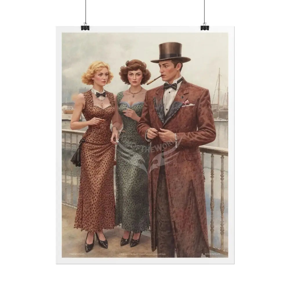 Vintage Art Nouveau Magazine Advertisement & Anime-Style Vintage Smoking Fetish oil Painting Portrait Ad Print Fashion