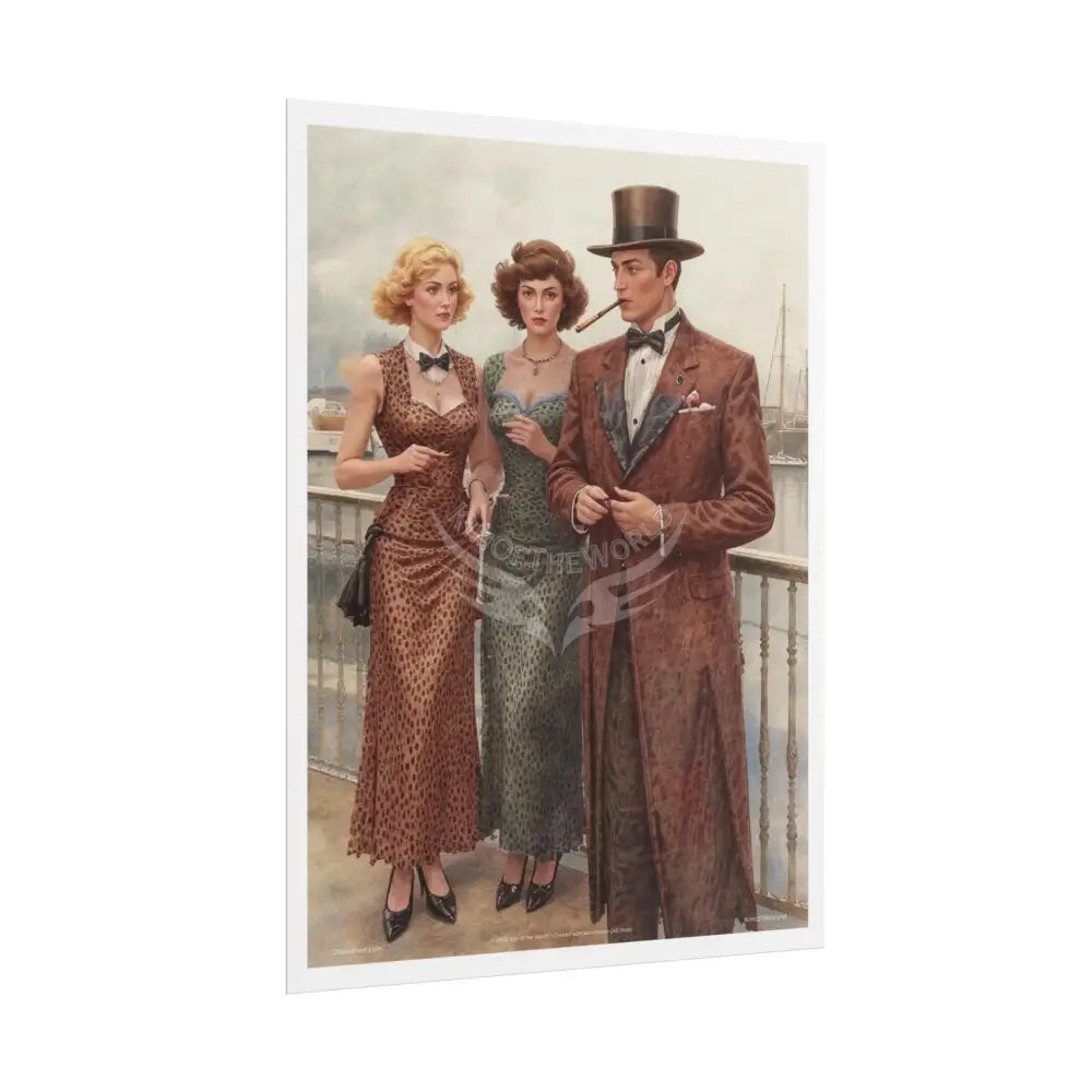 Vintage Art Nouveau Magazine Advertisement & Anime-Style Vintage Smoking Fetish oil Painting Portrait Ad Print Fashion