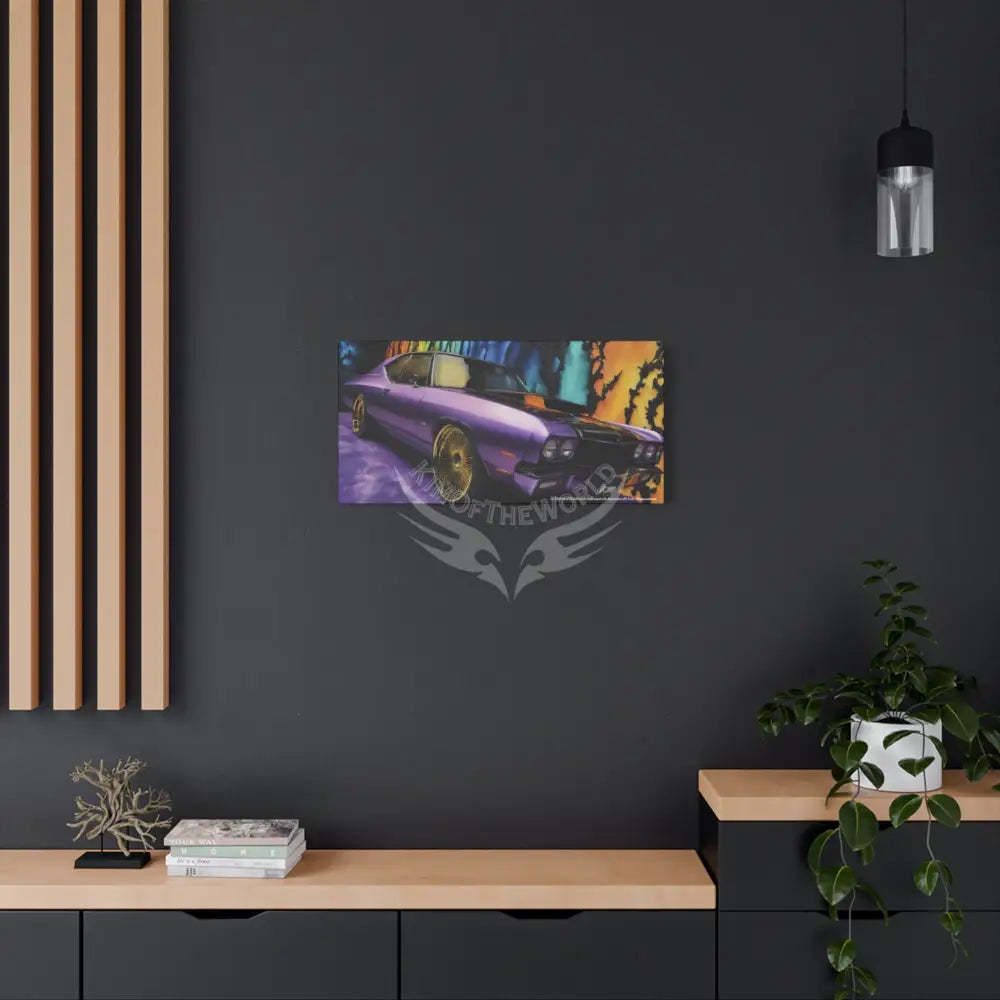 Vintage Car Mashup Matte Canvas Art — Iridescent Retro Ride Wall Decor Canvas
