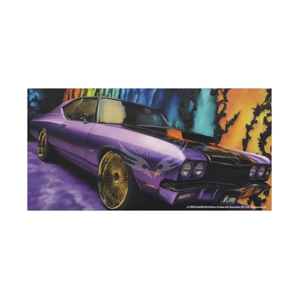 Vintage Car Mashup Matte Canvas Art — Iridescent Retro Ride Wall Decor 30’’ x 15’’ (Horizontal) / 1.25’’ Canvas