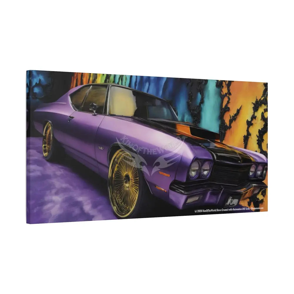 Vintage Car Mashup Matte Canvas Art — Iridescent Retro Ride Wall Decor Canvas